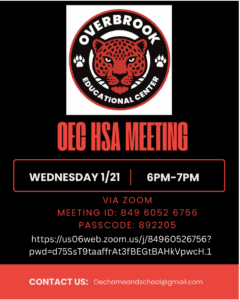 Home and School Zoom Meeting Image is of a flyer for the home and school meeting on Wednesday January 21st